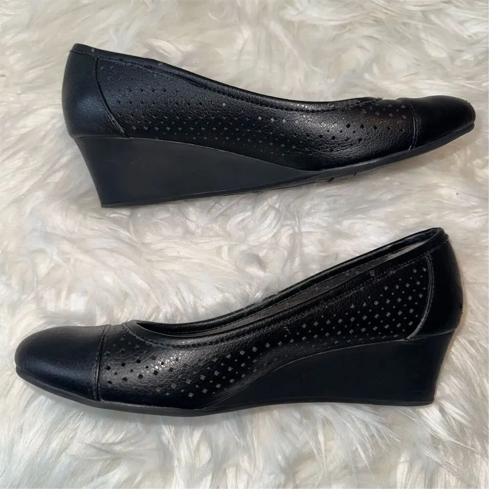 LifeStride Women's Soft System Black‎ Slip-On Wedge Shoes Size 6.5 Casual Flex